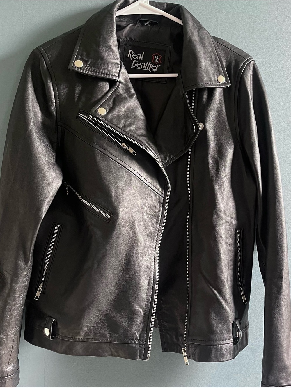 Real Leather Women's Black Asymmetric Moto Jacket